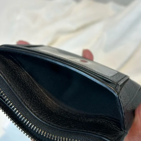 Coach Black Leather Zip Card Case Wallet - Picture 9 of 12